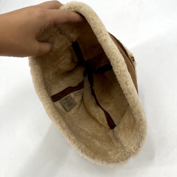 L.L. Bean vintage Sherpa lined suede beanie - Picture 4 of 6